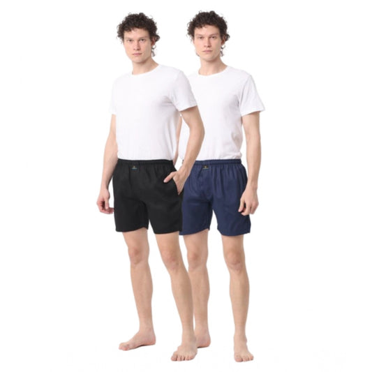 Pack_of_2 Men's Polycotton Solid Boxer Shorts (Multicolor)
