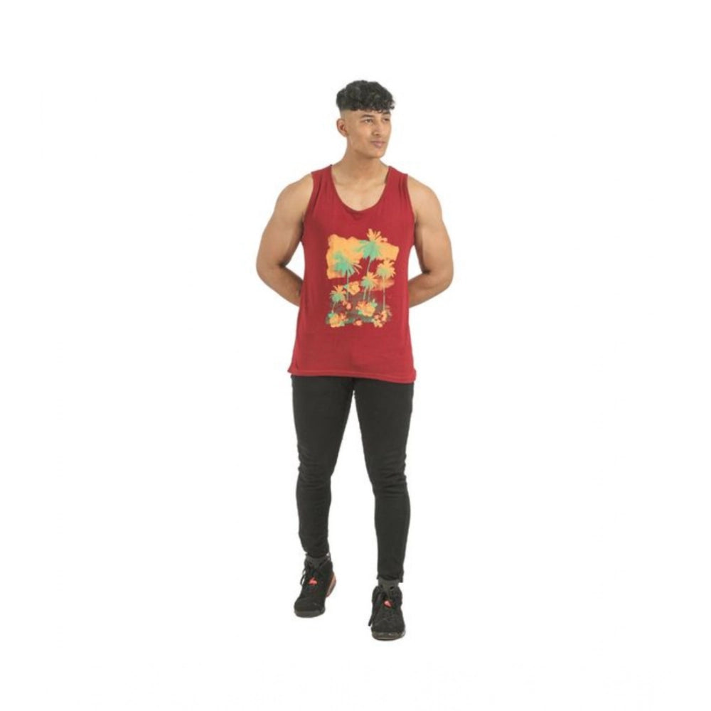 Pack of 2 Men's Casual Cotton Printed Sleeveless Sleeve Tshirts (Multicolor)