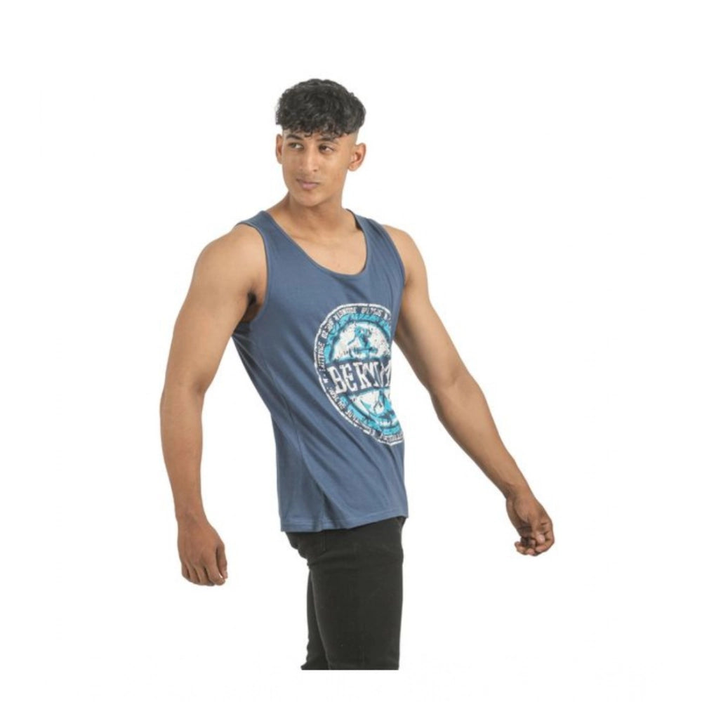 Pack of 2 Men's Casual Cotton Printed Sleeveless Sleeve Tshirts (Multicolor)