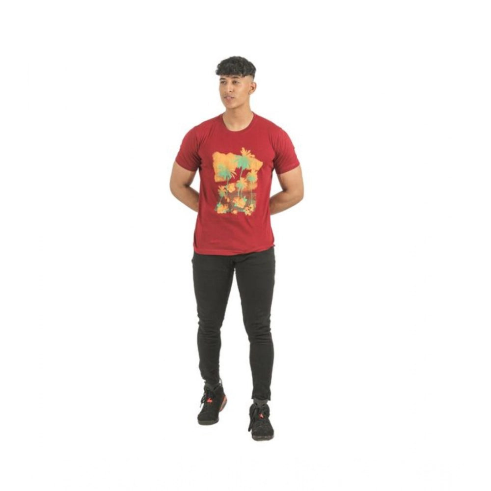 Pack of 2 Men's Casual Cotton Printed Short Sleeve Tshirts (Multicolor)
