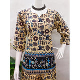 Women's Cotton Jaipuri Printed 3-4th Sleeve Co ord Set (Multicolor)
