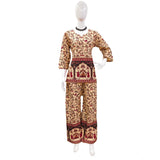 Women's Cotton Jaipuri Printed 3-4th Sleeve Co ord Set (Multicolor)