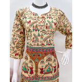 Women's Cotton Jaipuri Printed 3-4th Sleeve Co ord Set (Multicolor)