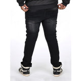 Men's Cotton Blended Solid Plus Size Jeans (Black)