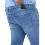 Generic Men's Cotton Blended Solid Plus Size Jeans (Blue)