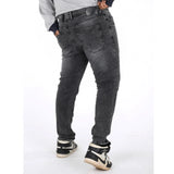 Men's Cotton Blended Solid Plus Size Jeans (Grey)
