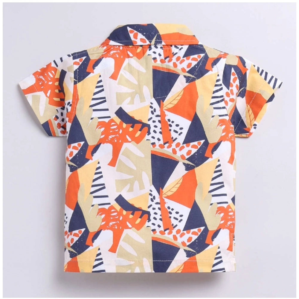 Boy's Lycra Blend Printed Short Sleeve Shirt and Shorts Set (MultiColor)