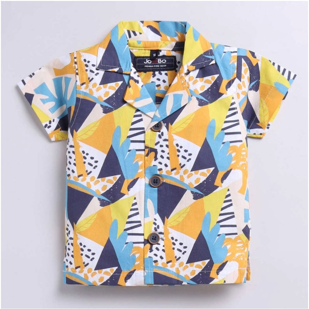 Boy's Lycra Blend Printed Short Sleeve Shirt and Shorts Set (MultiColor)