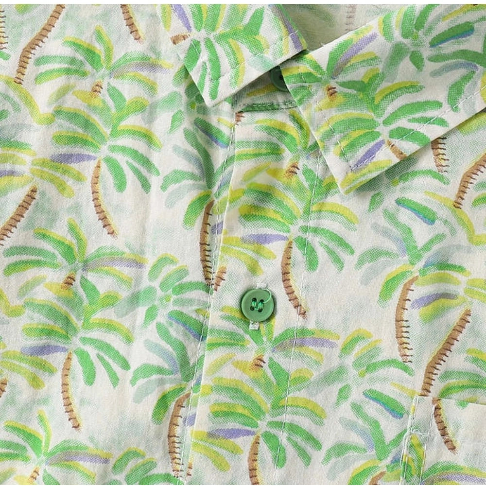 Boy's Cotton Blend Printed Short  Sleeve Shirt (Green)
