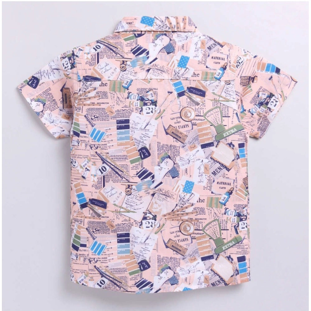 Boy's Cotton Blend Printed Short Sleeve Shirt (MultiColor)