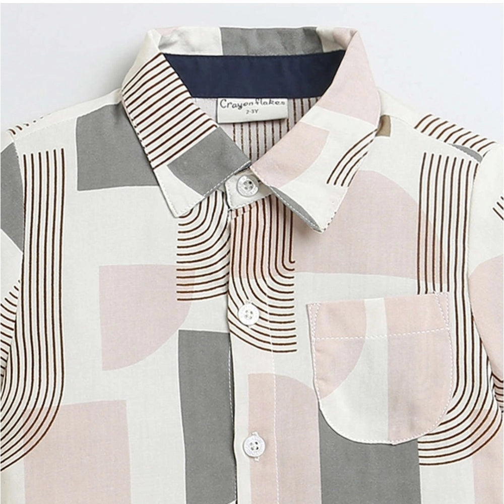Boy's Cotton Blend Printed Short Sleeve Shirt (MultiColor)