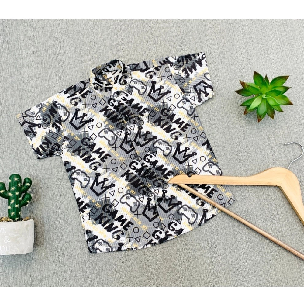 Boy's Cotton Blend Printed Short Sleeve Shirt (MultiColor)