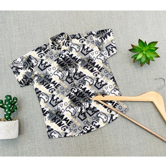 Boy's Cotton Blend Printed Short Sleeve Shirt (MultiColor)