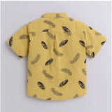Boy's Cotton Blend Printed Short Sleeve Shirt and Shorts Set (Yellow)
