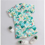 Boy's Lycra Blend Printed Short Sleeve Shirt and Shorts Set (MultiColor)