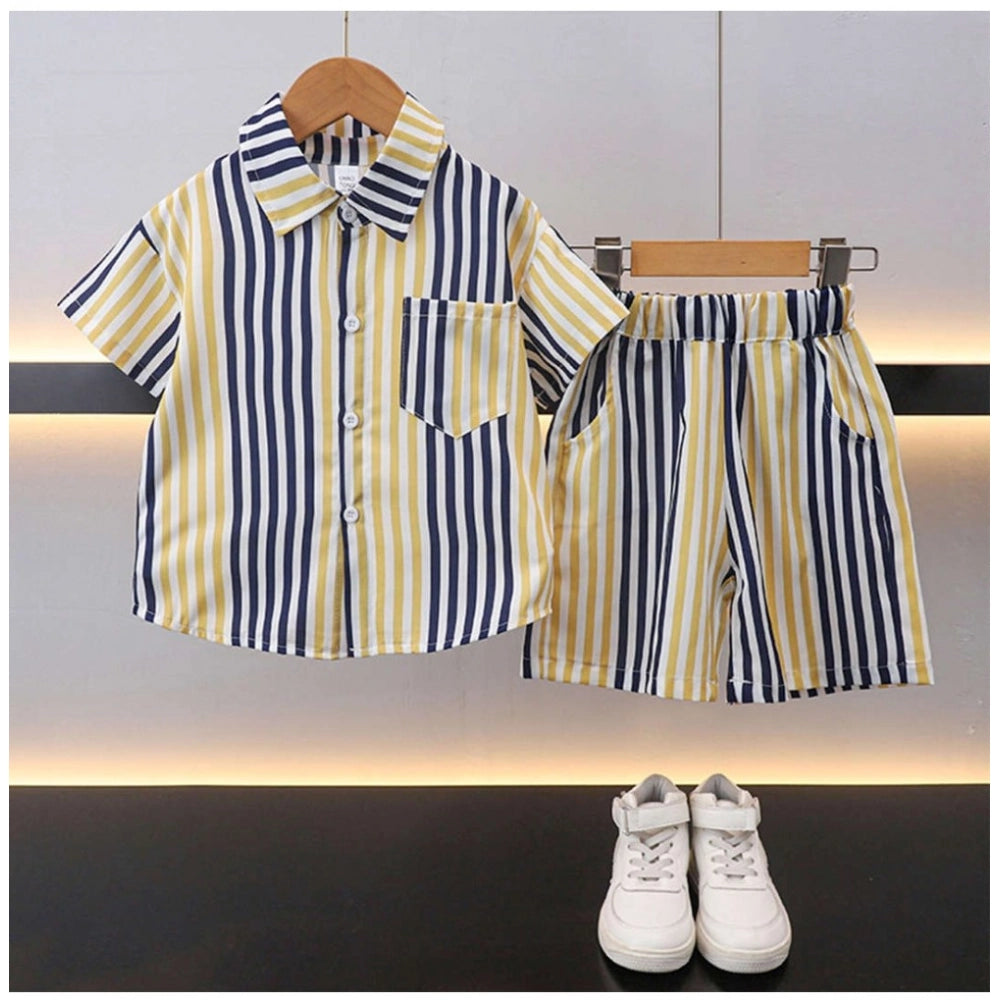 Boy's Lycra Blend Printed Short Sleeve Shirt and Shorts Set (MultiColor)