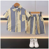 Boy's Lycra Blend Printed Short Sleeve Shirt and Shorts Set (MultiColor)