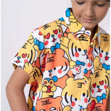Boy's Lycra Blend Printed Short Sleeve Shirt and Shorts Set (MultiColor)