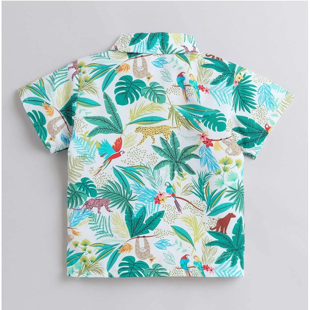 Boy's Lycra Blend Printed Short Sleeve Shirt and Shorts Set (MultiColor)