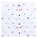 Boy's Cotton Blend Printed Short Sleeve Shirt and Shorts Set (White)