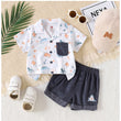Boy's Lycra Blend Printed Short Sleeve Shirt and Shorts Set (MultiColor)