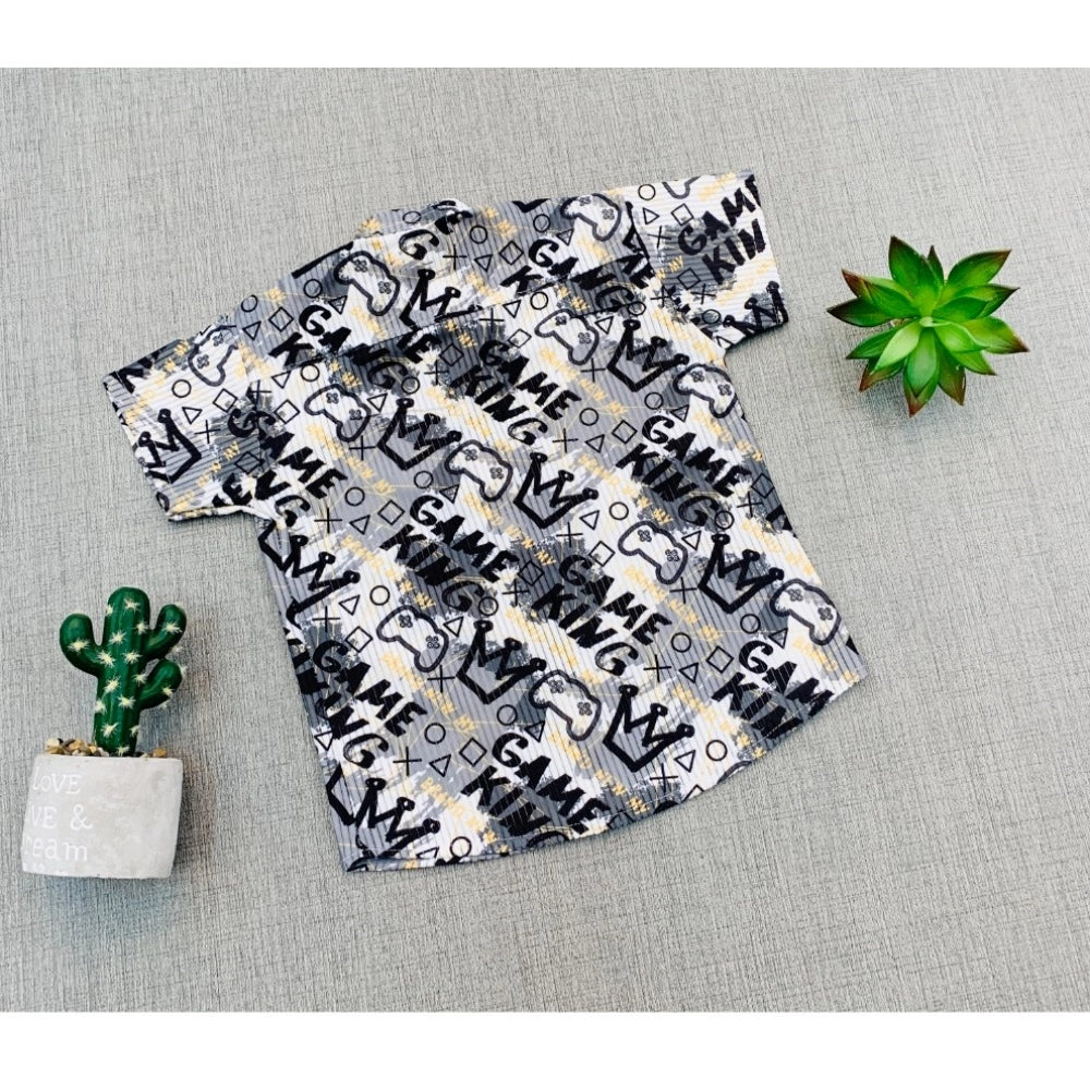 Boy's Cotton Blend Printed Short Sleeve Shirt (MultiColor)