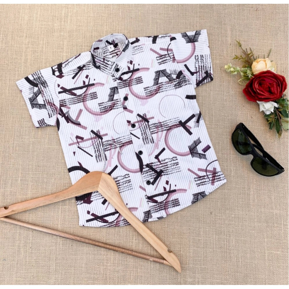 Boy's Cotton Blend Printed Short Sleeve Shirt (MultiColor)