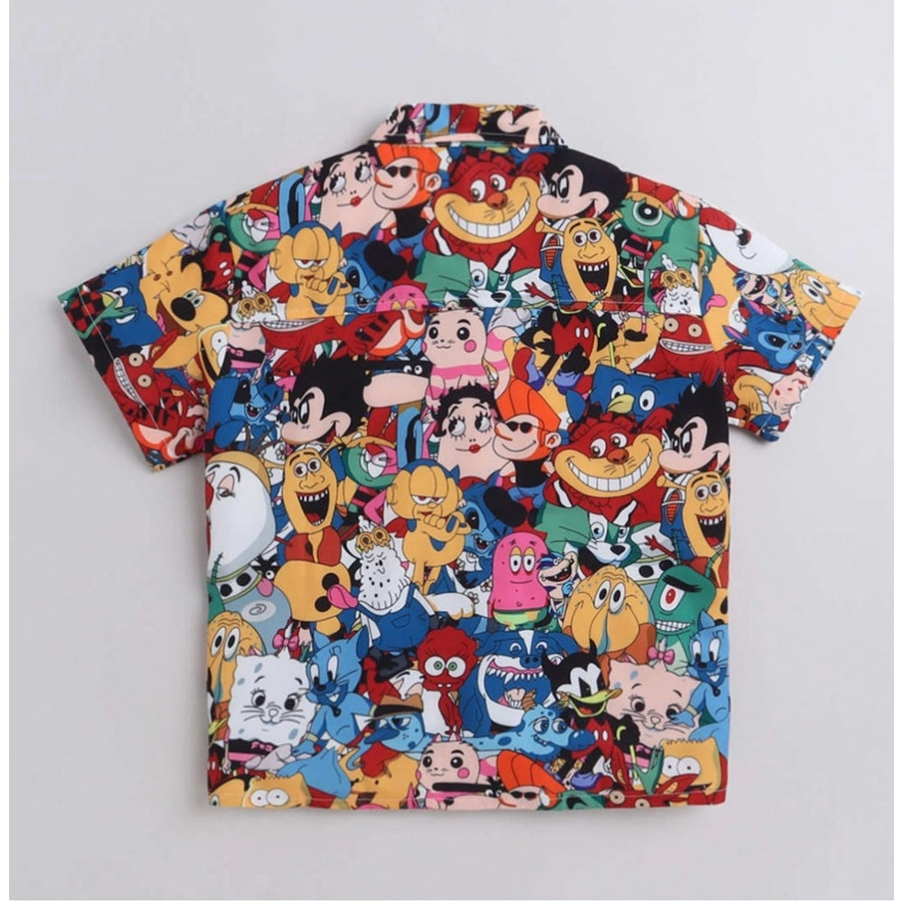 Boy's Lycra Blend Printed Short Sleeve Shirt and Shorts Set (MultiColor)