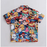 Boy's Lycra Blend Printed Short Sleeve Shirt and Shorts Set (MultiColor)