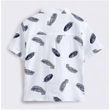 Boy's Cotton Blend Printed Short Sleeve Shirt and Shorts Set (White)