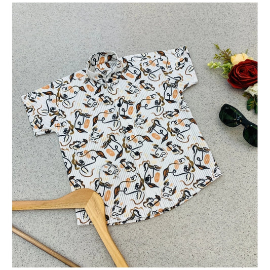 Boy's Cotton Blend Printed Short Sleeve Shirt (MultiColor)