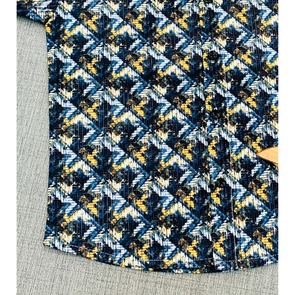 Boy's Cotton Blend Printed Short Sleeve Shirt (MultiColor)
