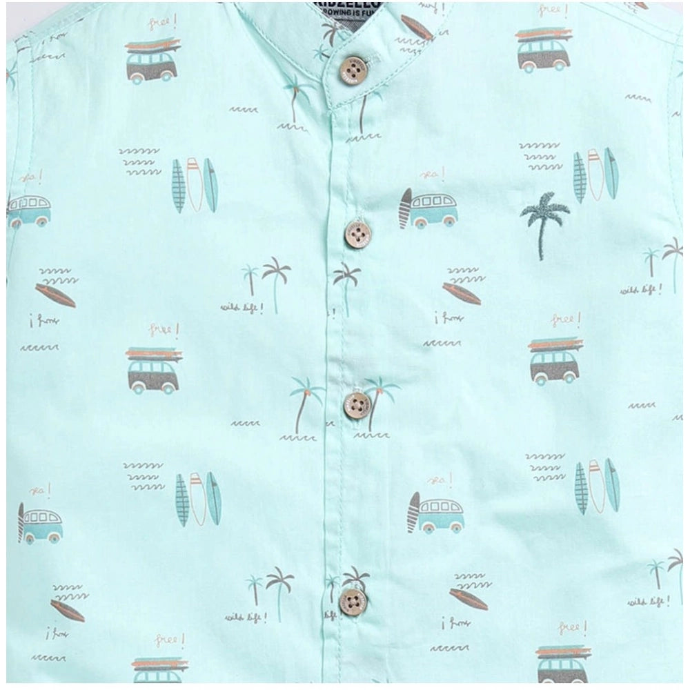 Boy's Cotton Blend Printed Short Sleeve Shirt (MultiColor)