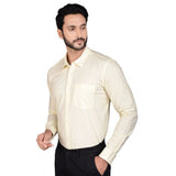 Men's Casual Cotton Full Sleeve Solid Shirt (Lemon)
