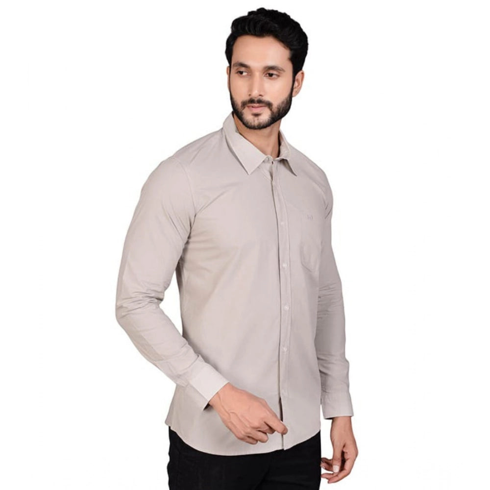 Men's Casual Cotton Full Sleeve Solid Shirt (Grey)