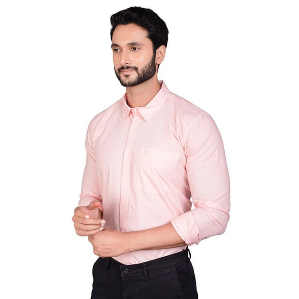 Men's Casual Cotton Full Sleeve Solid Shirt (Peach)