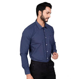 Men's Casual Cotton Full Sleeve Solid Shirt (Navy)