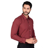 Men's Casual Cotton Full Sleeve Solid Shirt (Maroon)
