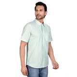 Men's Casual Cotton Half Sleeve Solid Shirt (Sea Green)