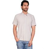 Men's Casual Cotton Half Sleeve Solid Shirt (Grey)