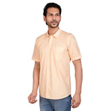 Men's Casual Cotton Half Sleeve Solid Shirt (Peach)