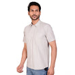 Men's Casual Cotton Half Sleeve Solid Shirt (Grey)