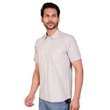 Men's Casual Cotton Half Sleeve Solid Shirt (Grey)