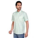 Men's Casual Cotton Half Sleeve Solid Shirt (Sea Green)