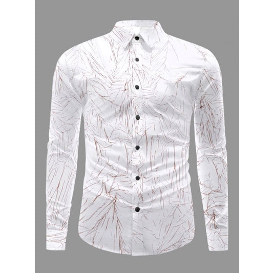 Men's Casual PollyCotton Textured Full Sleeve Collar Shirt (Brown)