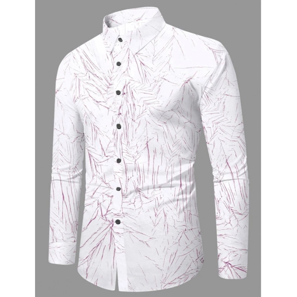 Men's Casual PollyCotton Textured Full Sleeve Collar Shirt (Pink)