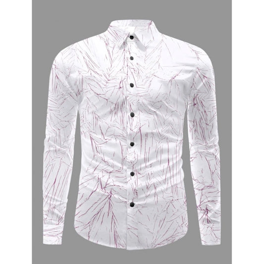 Men's Casual PollyCotton Textured Full Sleeve Collar Shirt (Pink)