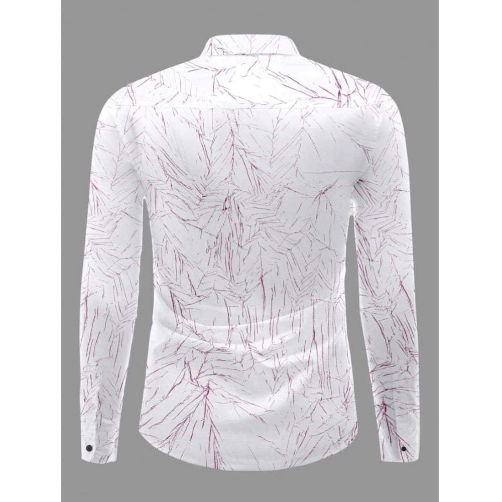 Men's Casual PollyCotton Textured Full Sleeve Collar Shirt (Pink)