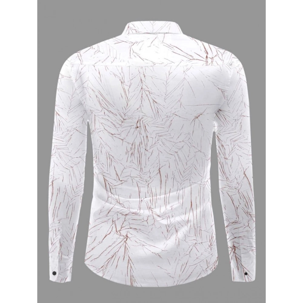 Men's Casual PollyCotton Textured Full Sleeve Collar Shirt (Brown)