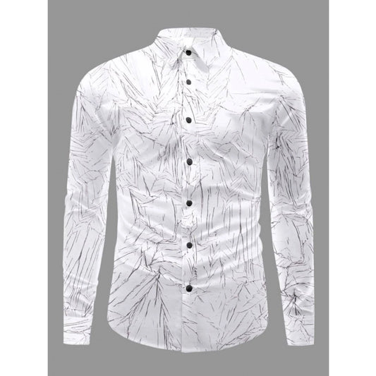 Men's Casual PollyCotton Textured Full Sleeve Collar Shirt (Black)